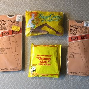 Lot of 4 Vintage 70s 80s Beige Tan Pantyhose
